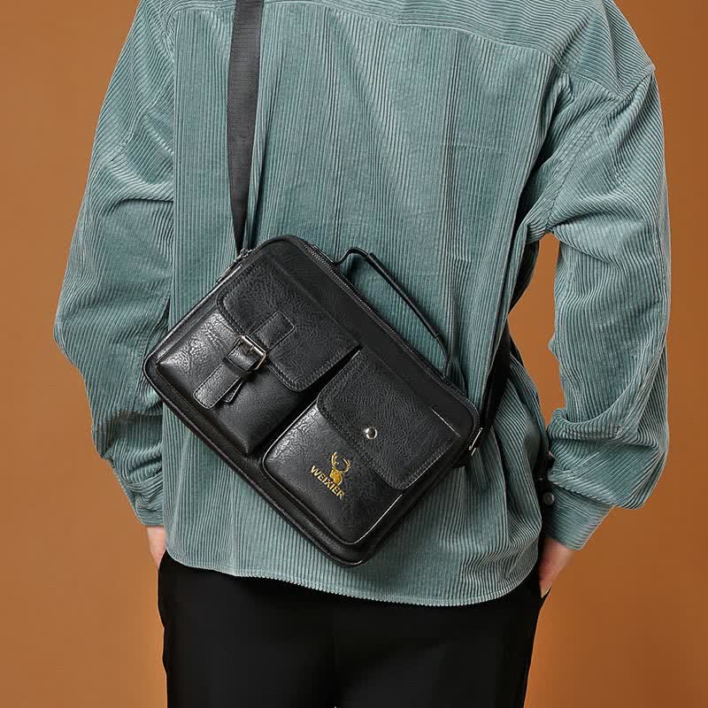 Herren Messenger Bag Wasserdichte Vintage Leder Aktentasche Satchel Umhängetasche