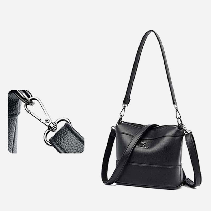 Leder-Beuteltasche für Damen, kleine Umhängetasche mit Crossbody-Gurt