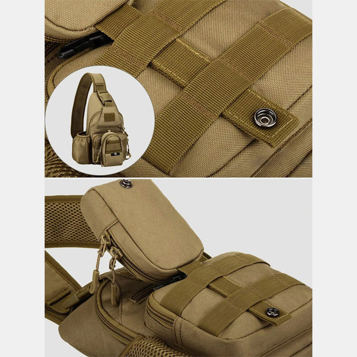 Taktische, militärische, leichte Schultertasche mit mehreren Taschen und USB-Ladeanschluss
