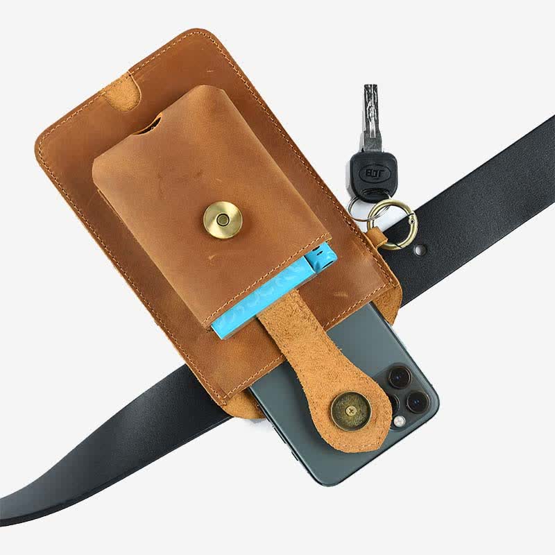 Multifunktionale Echtleder Handy Gürteltasche Loop Taille Holster