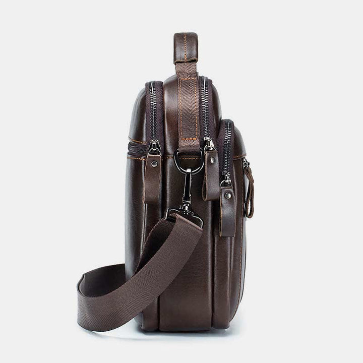 Kleine Umhängetasche aus echtem Leder mit mehreren Taschen, Schultertasche, Reisetragetasche