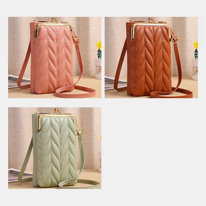 Leder-Handytasche für Damen, große Kapazität, Umhängetasche, Münzgeldbörse