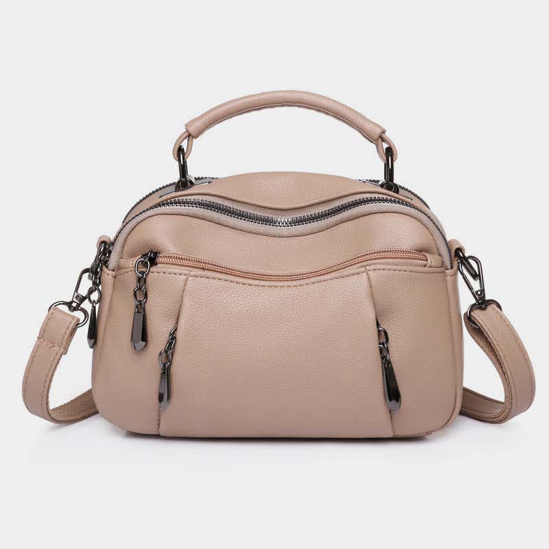 Umhängetasche aus Leder mit mehreren Taschen für Damen, kleine Umhängetasche mit Tragegriff oben