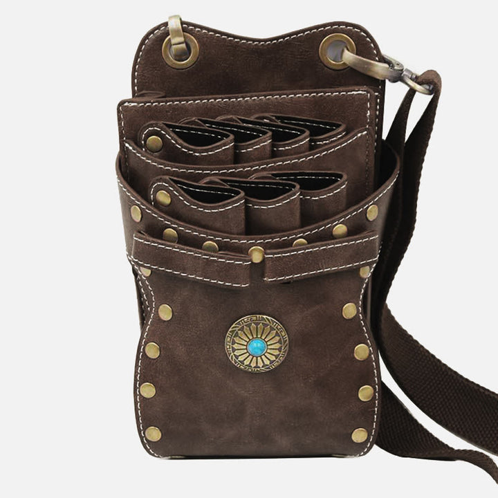 Nieten-Gürteltasche für Friseursalon, einfarbig, Scheren-Set