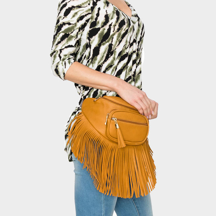 Gürteltasche für Damen, multifunktionale Umhängetasche mit Quaste für den Außenbereich