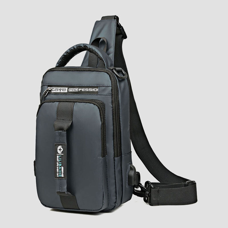 Wasserdichte, großvolumige Schultertasche mit mehreren Tragemöglichkeiten und USB-Ladeanschluss