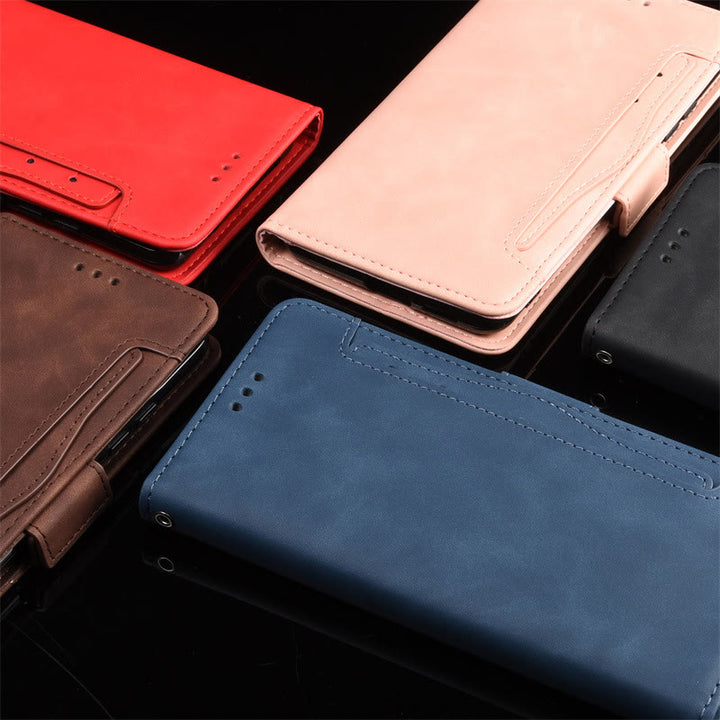 Huawei Mate 60 Clamshell-Telefonhülle aus Leder mit mehreren Kartenfächern