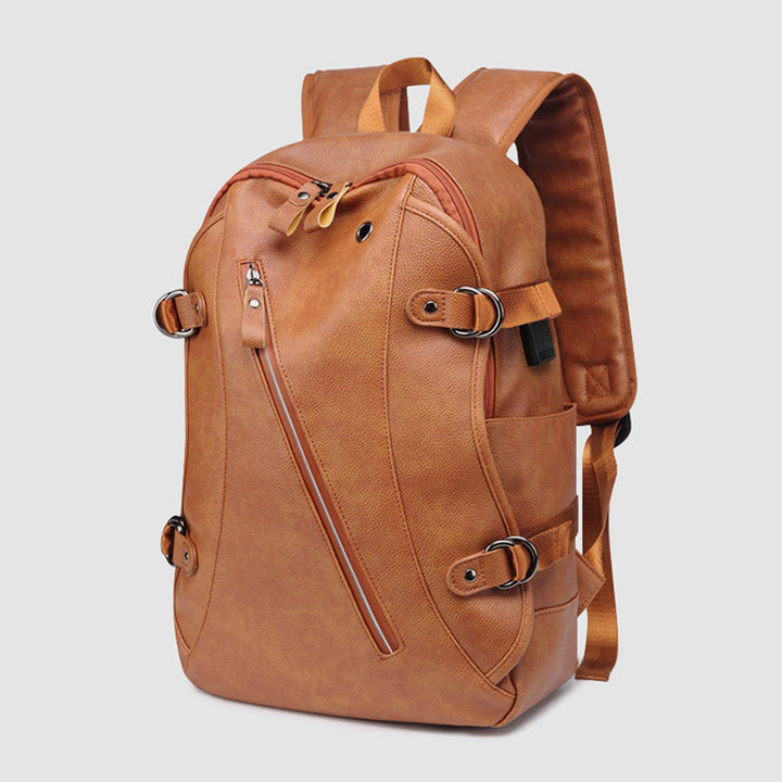 Multifunktionaler Diebstahlschutz-Lederrucksack mit großer Kapazität und USB-Ladeanschluss