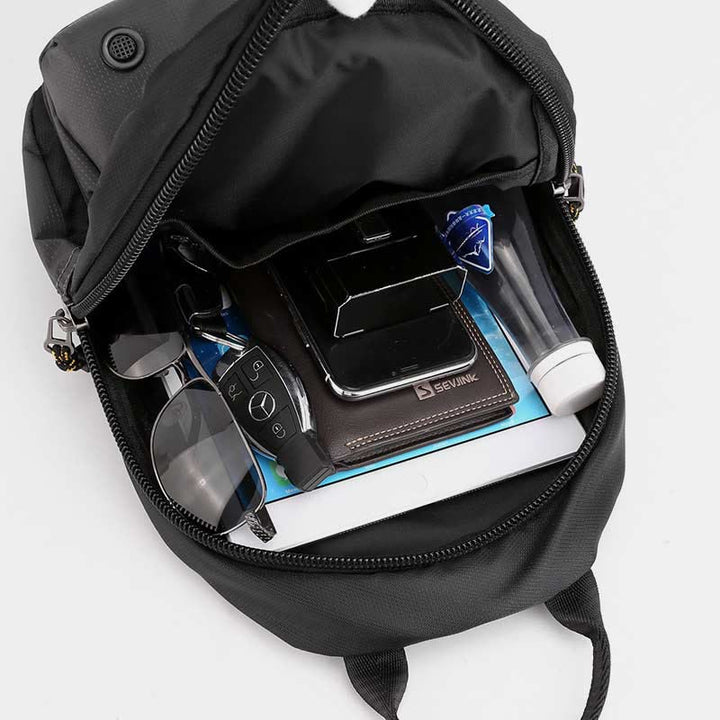 Schultertasche für Herren, lässig, wasserdicht, verstellbare Reißverschlussgurte, Rucksack