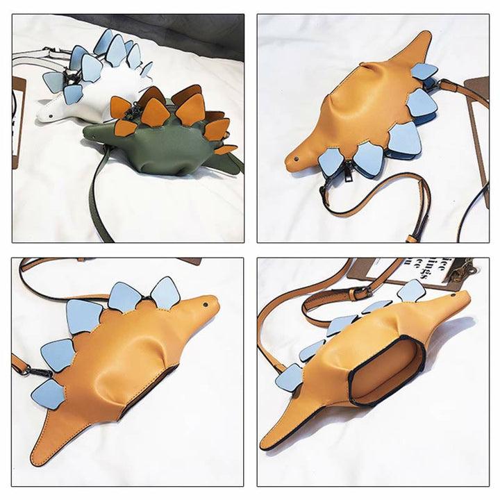 Umhängetasche für Damen, süße Dinosaurier-Kreativ-Schultertasche aus Leder