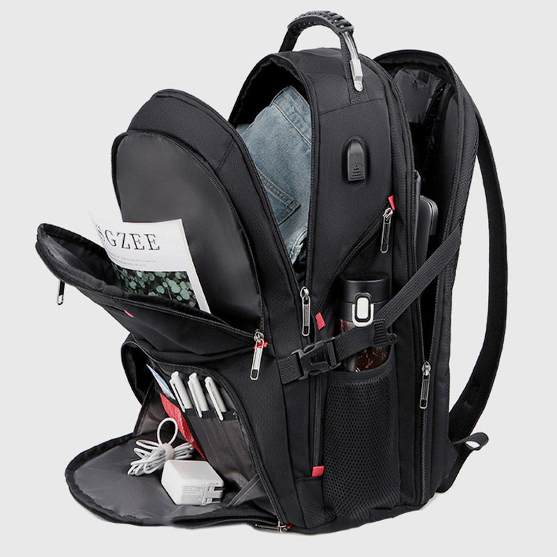 Extragroßer Business-Laptop-Rucksack mit mehreren Taschen und USB-Ladegerät