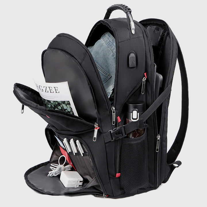 Extragroßer Business-Laptop-Rucksack mit mehreren Taschen und USB-Ladegerät