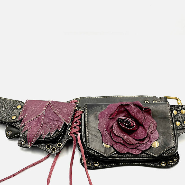 Rose Hüfttasche für Damen Outdoor Leder Gürteltasche