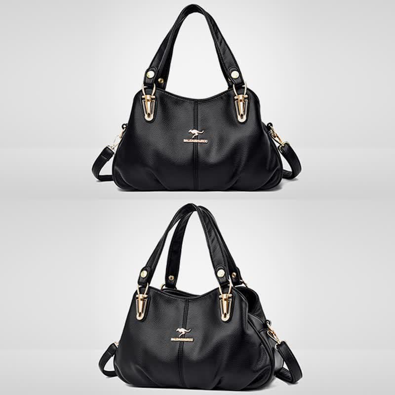 Damen Lederhandtasche mit mehreren Fächern, Umhängetasche, Hobo-Tasche