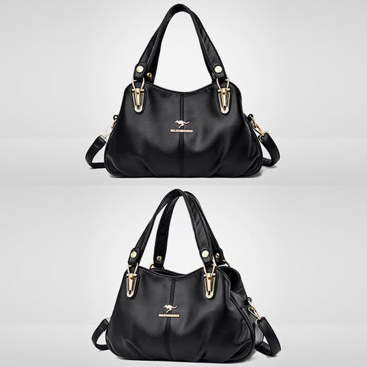 Damen Lederhandtasche mit mehreren Fächern, Umhängetasche, Hobo-Tasche