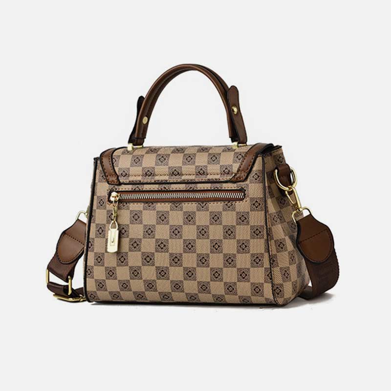Britische elegante Handtasche Frauen Schachbrettmuster Crossbody Leder Geldbörse