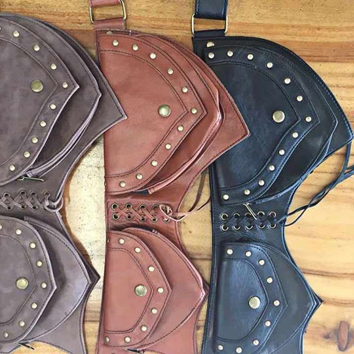 Gürteltasche für Damen, Vintage, Outdoor-Sport, genietete Gürteltasche