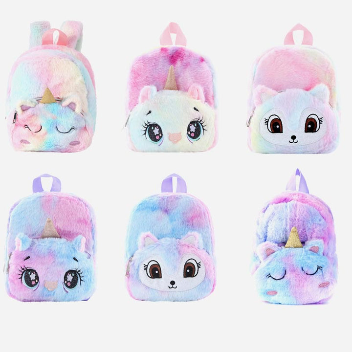 Rucksack für Frauen Einhorn pelzigen niedlichen Cartoon Kleinkinder Kinder Schultasche