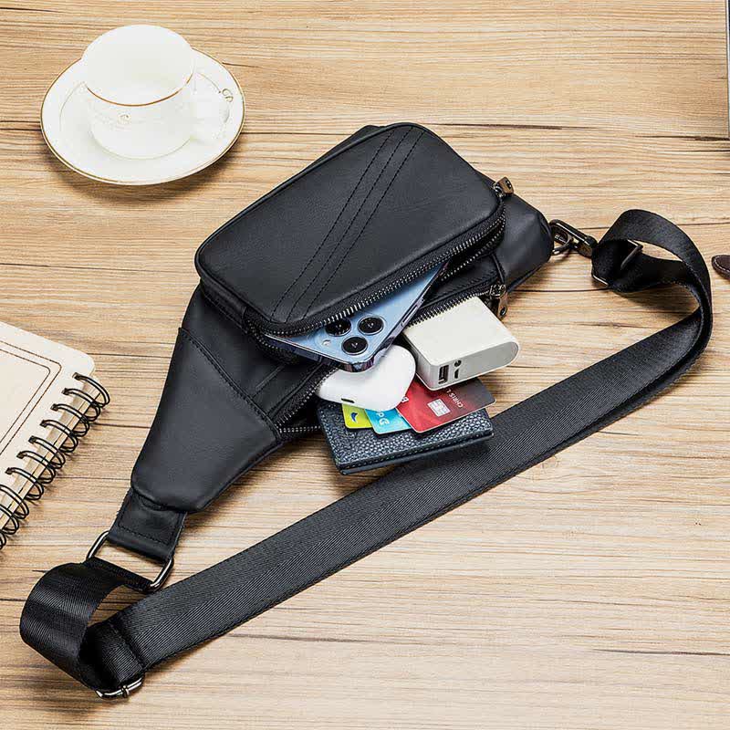 Kleine Schultertasche aus echtem Leder, Umhängetasche, Brusttasche