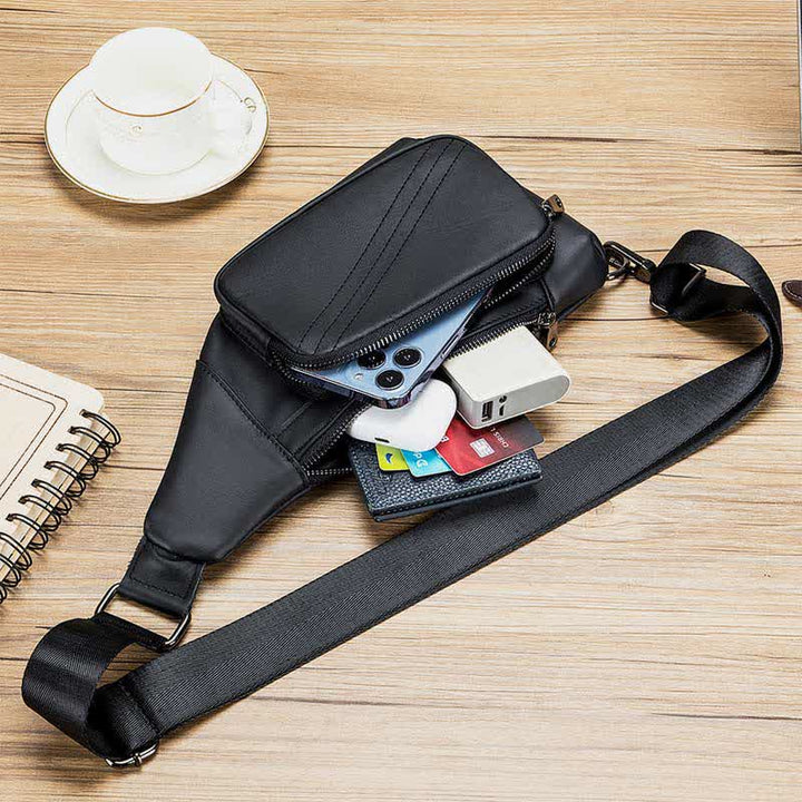 Kleine Schultertasche aus echtem Leder, Umhängetasche, Brusttasche