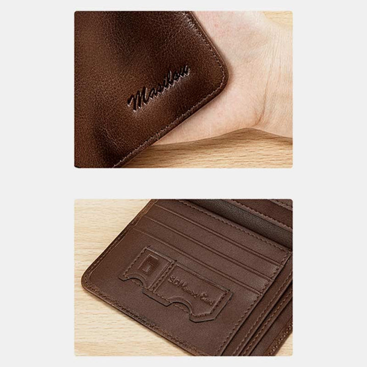 RFID-blockierende Geldbörse aus Rindsleder, geräumige Retro-Geldbörse für die Vordertasche