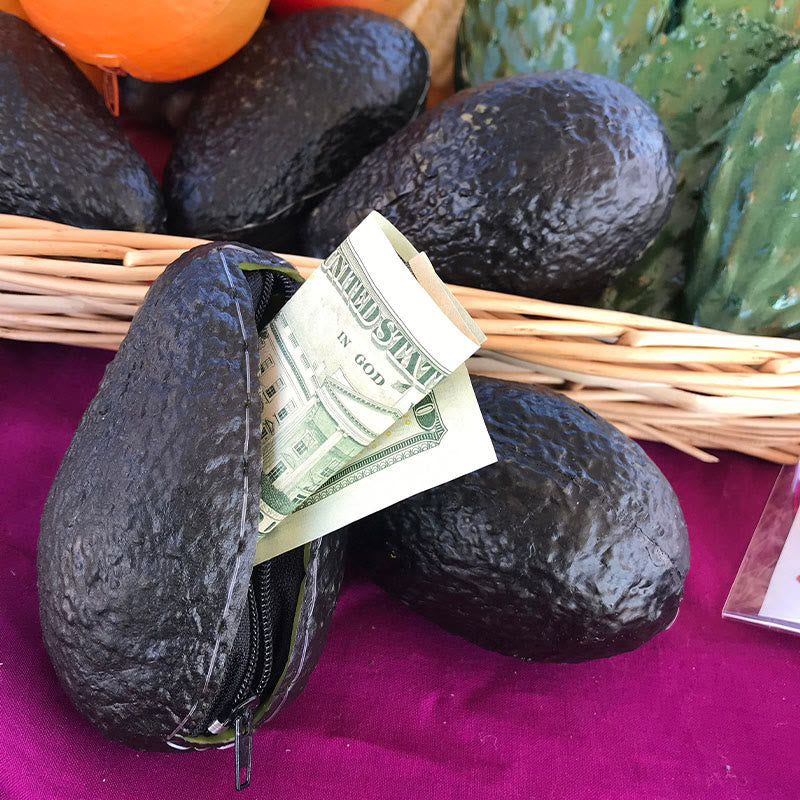 Kreative Geldbörse, lebendige Cartoon-Avocado-Form, Geldbörsentasche