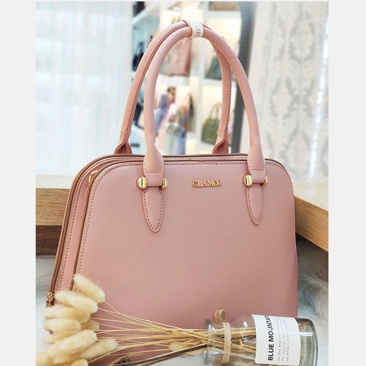 Solide Multi-Carry-Handtasche mit Muschel-Print