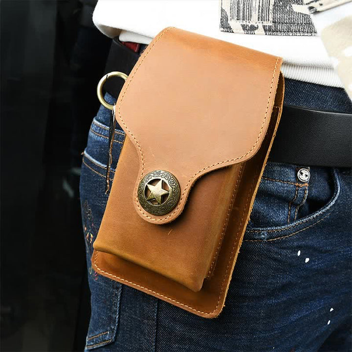 Echtes Leder Telefon Holster für Männer EDC Telefon Gürtel Pack Tasche