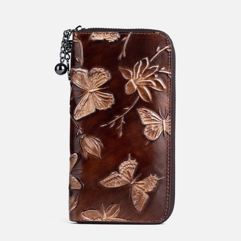 Retro Schmetterling Handtasche Frauen Elegante Lange Große Raum Leder Brieftasche