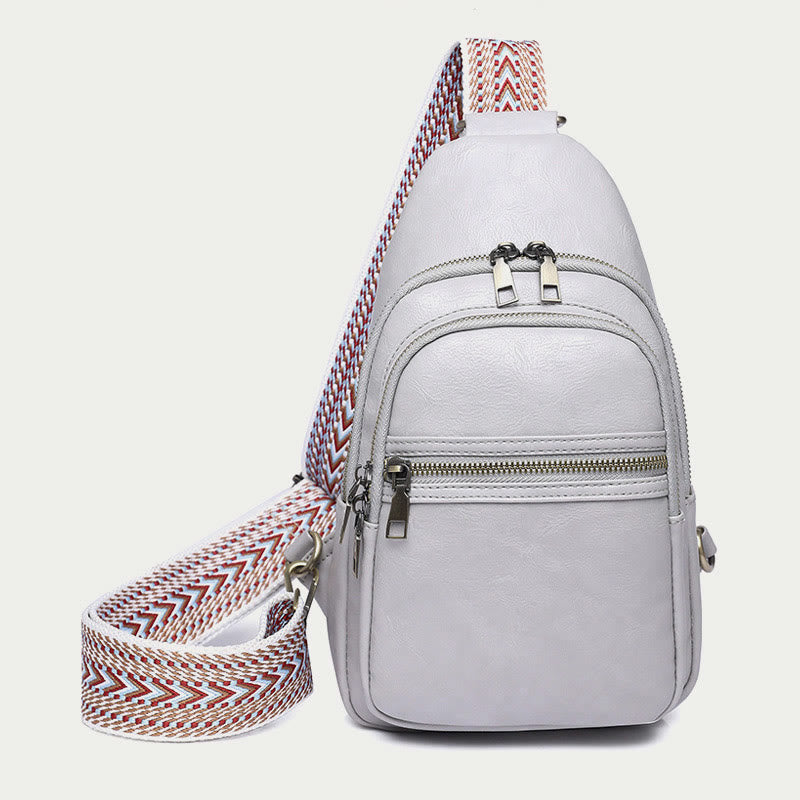 Schultertasche für Damen, breite Riemen, Retro-Umhängetasche aus Leder