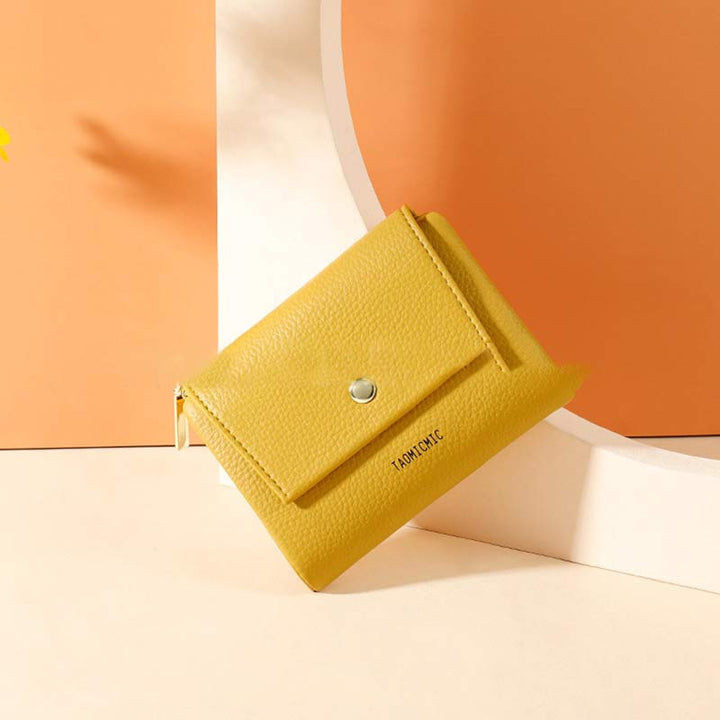 Mini-Geldbörse für Damen aus PU, zweifach gefaltet, kurze Brieftasche mit mehreren Kartenfächern