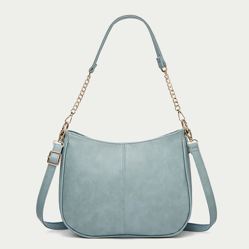 Umhängetasche für Damen mit doppeltem Riemen, elegante Tasche aus PU-Leder
