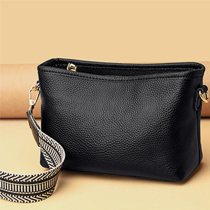 Umhängetasche für Damen, einfarbig, mit Litschi-Muster, Ledertasche