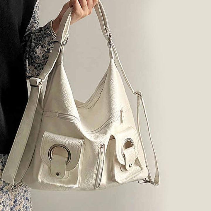 Umwandelbarer Rucksack aus weichem Leder mit zwei Fächern für Damen