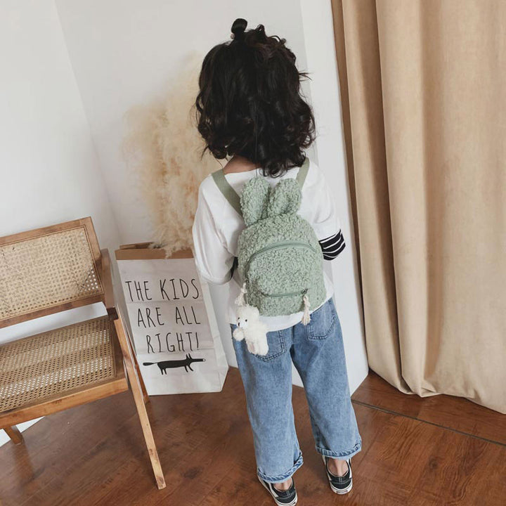 Multi-Trage-Rucksack für Babys/Kleinkinder mit Kaninchenohren aus Plüsch, Mini-Rucksack für Jungen und Mädchen
