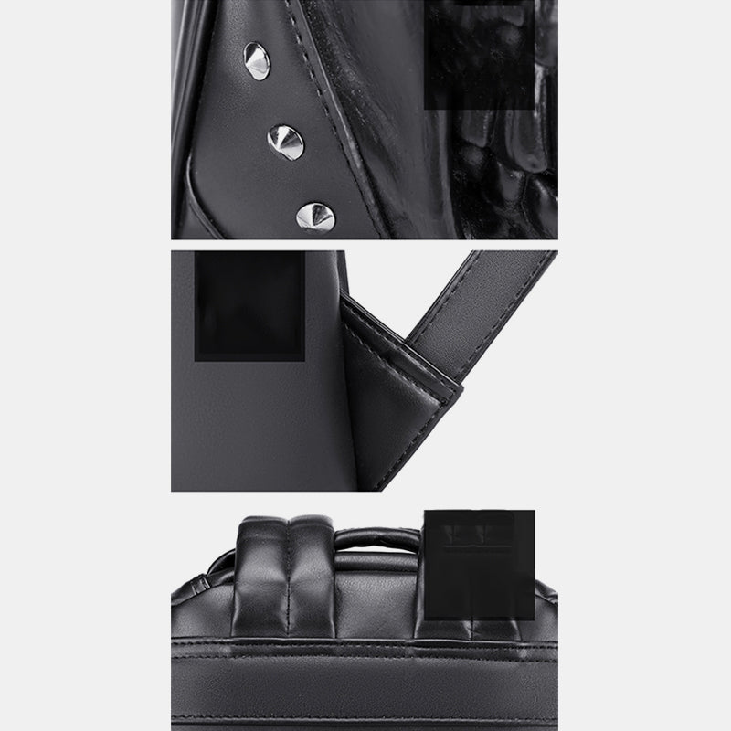 3D Totenkopf Punk Nieten Leder Rucksack Wasserdicht Geprägte Geister Kopf Knapsack