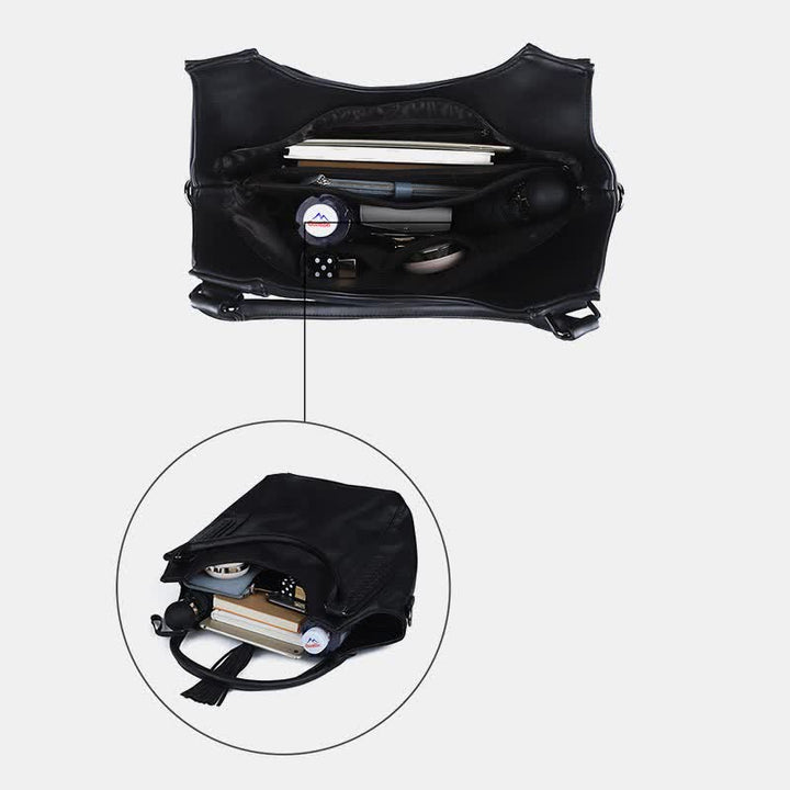Hobo Bag für Damen mit Quaste, Damenhandtasche aus Leder, Umhängetasche