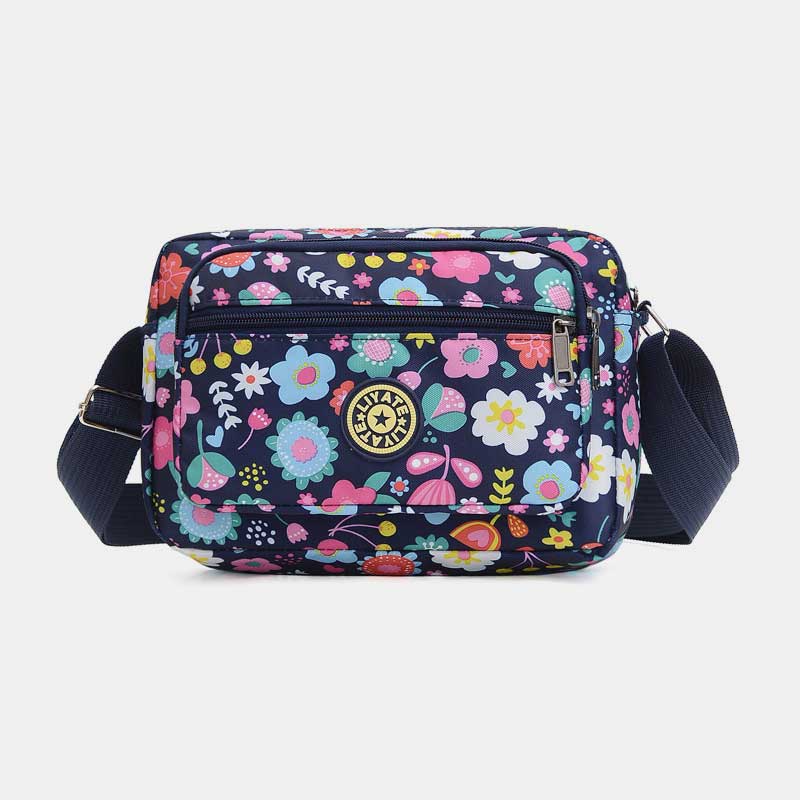 Große Kapazität Bedruckte, robuste Schultertasche aus Nylon mit Umhängetasche