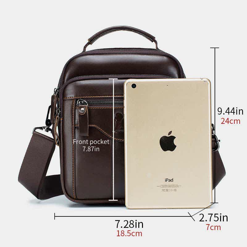 Kleine Umhängetasche aus echtem Leder mit mehreren Taschen, Schultertasche, Reisetragetasche