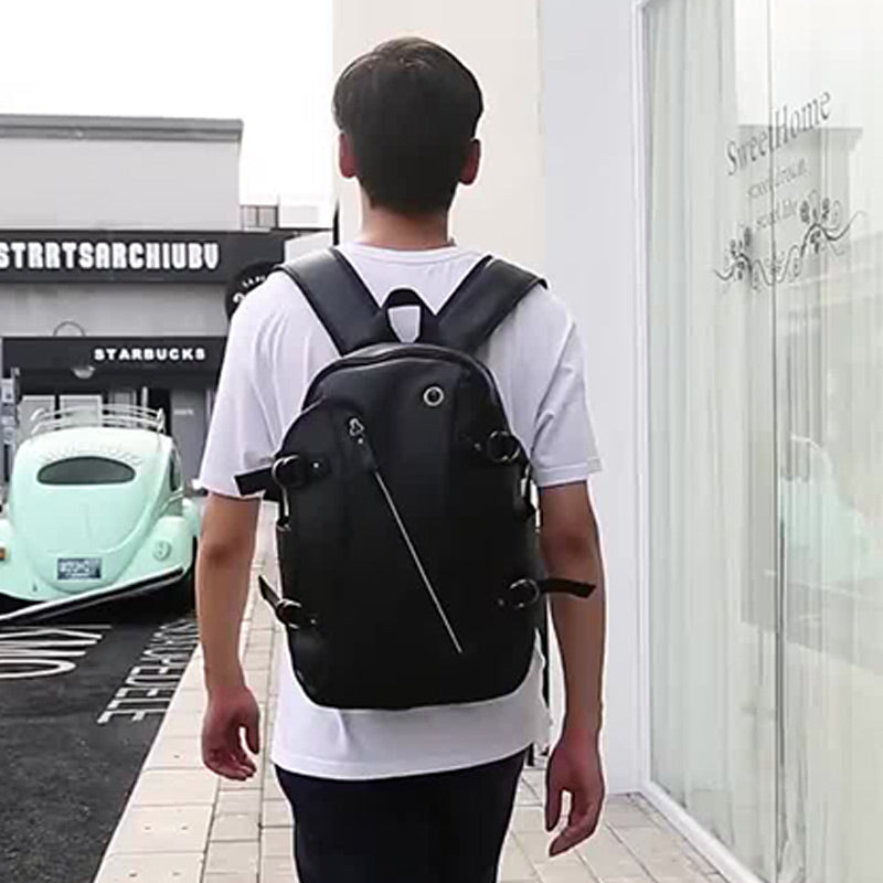 Multifunktionaler Diebstahlschutz-Lederrucksack mit großer Kapazität und USB-Ladeanschluss