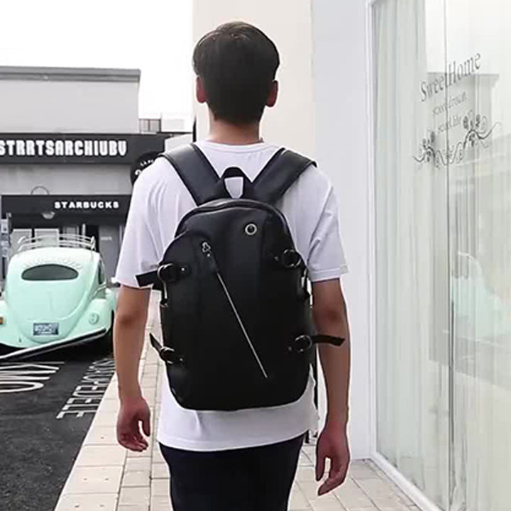 Multifunktionaler Diebstahlschutz-Lederrucksack mit großer Kapazität und USB-Ladeanschluss