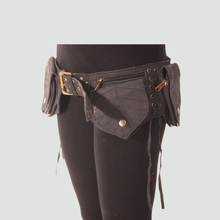 Gürteltasche für Damen, Vintage, mittelalterlich, mit genietetem Gürtel