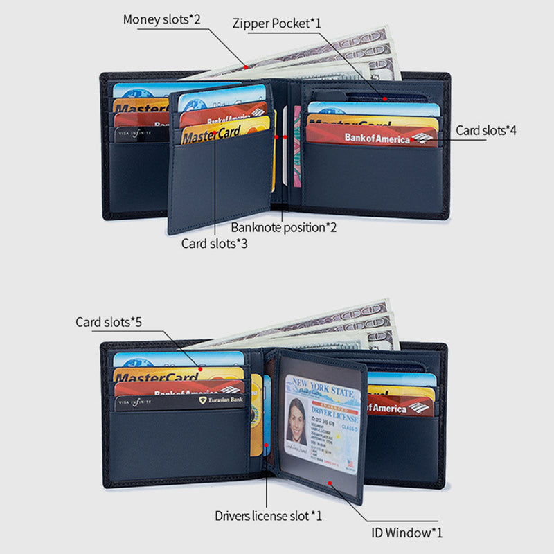 RFID Multi-Slot Prägung Echtes Leder Dreifach gefaltete Super Slim Kurze Brieftasche
