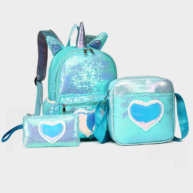 Rucksack für Schüler Pailletten Dreiteiliges Set für Grundschüler
