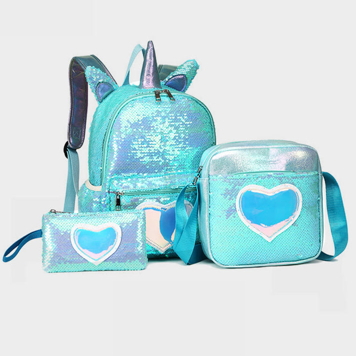 Rucksack für Schüler Pailletten Dreiteiliges Set für Grundschüler