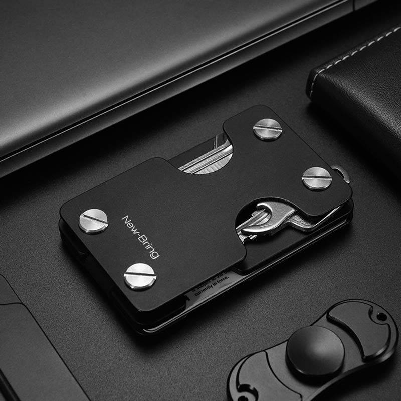 Minimalistisches Schlüssel-Organizer-Kartenetui aus Aluminium
