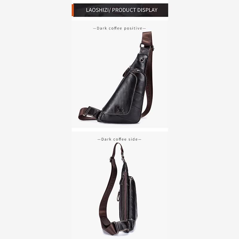 Vintage Leder Crossbody Sling Rucksack Brusttasche Reise Wandern Daypack