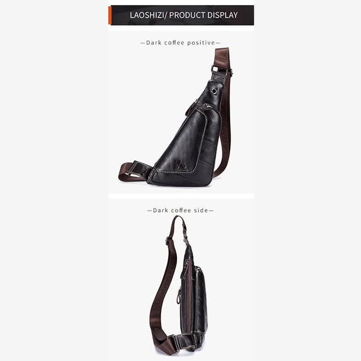 Vintage Leder Crossbody Sling Rucksack Brusttasche Reise Wandern Daypack