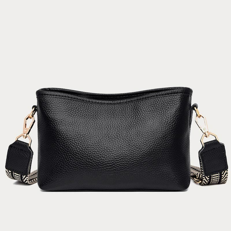Umhängetasche für Damen, einfarbig, mit Litschi-Muster, Ledertasche