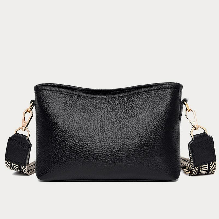 Umhängetasche für Damen, einfarbig, mit Litschi-Muster, Ledertasche